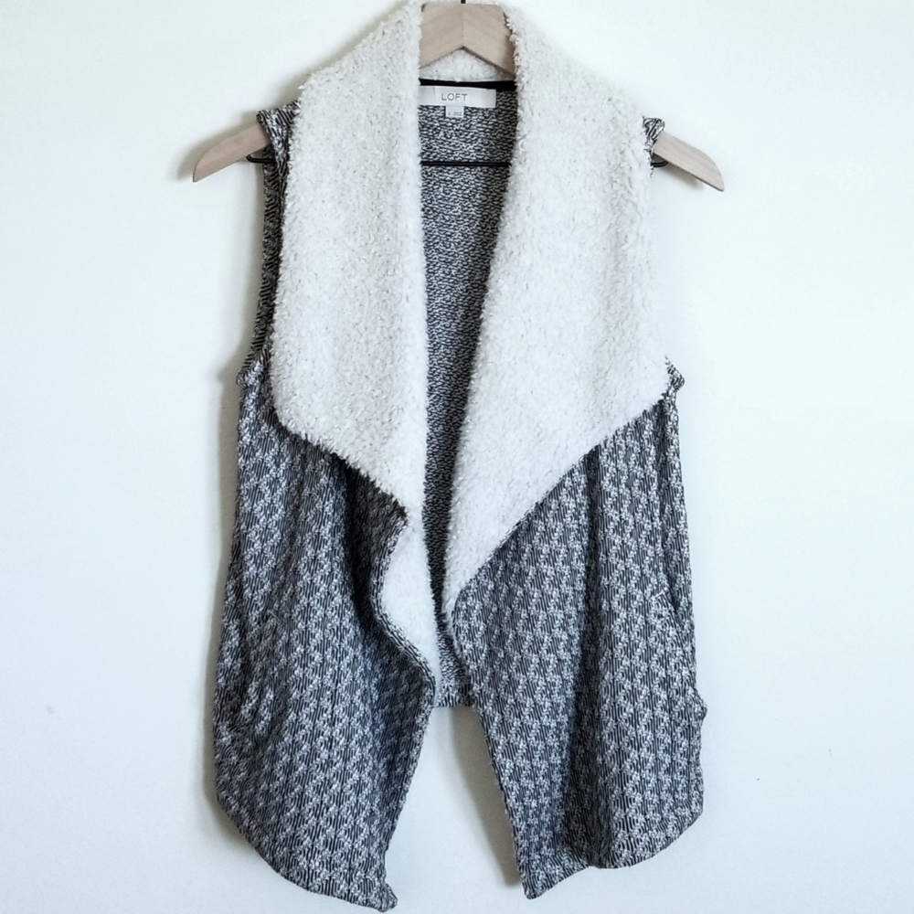 LOFT SHEARLING TRIM VEST